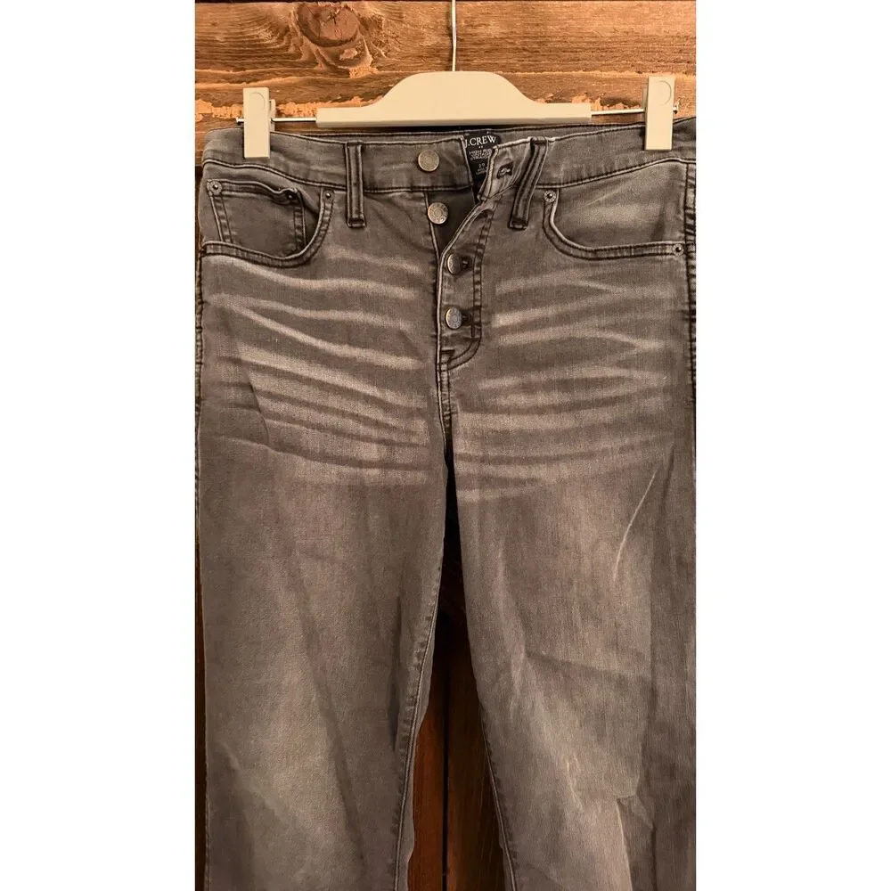 J.Crew Vintage High Rise Straight Jean with Cut Hem in Asphalt Wash Black